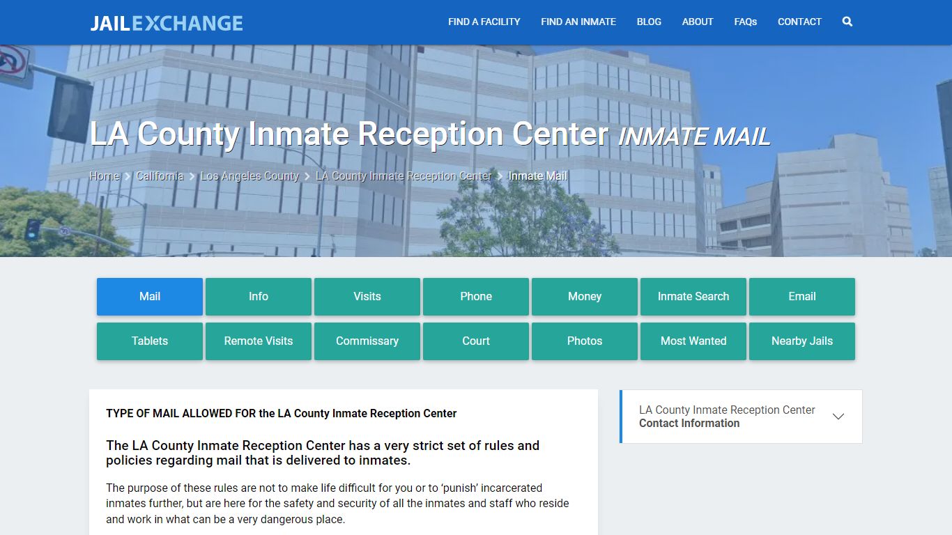 Inmate Mail - LA County Inmate Reception Center, CA - Jail Exchange